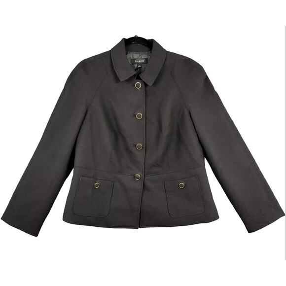 Talbots Tailored Black Blazer Jacket SIZE 12 Solid Career Modest Classic Neutral - Picture 1 of 12